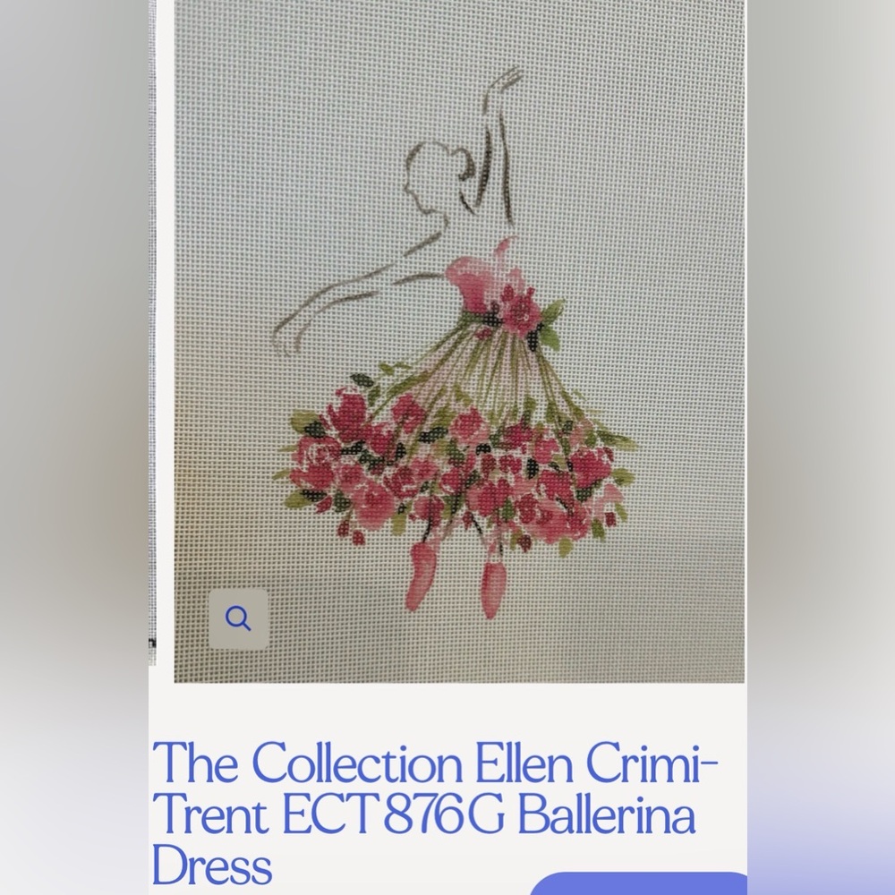 Needlepoint Canvas Ballerina Floral Dress